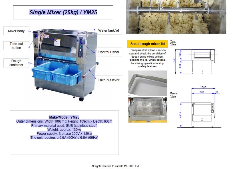 Yamato YM25 Ramen Noodle Machine Pasta Dough Mixer Yamato YM25 Ramen Noodle Machine Pasta Dough Mixer